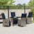 Set dining  cu 5 piese cu perne gri ratan poliester, Masă grădină  neagră 140x80x73 cm sticlă securizată GartenMobel Dekor