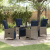 Set dining  cu 5 piese cu perne gri ratan poliester, Masă grădină  neagră 140x80x73 cm sticlă securizată GartenMobel Dekor