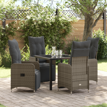 Set de Masă pentru Grădină 5 Piese cu Pernițe Bej din Ratan Poli GartenMobel Dekor