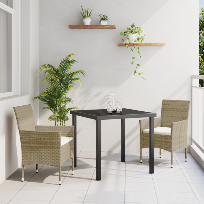 Set de Dining de Grădină 3 Piese Bej Rattan Polimer GartenMobel Dekor