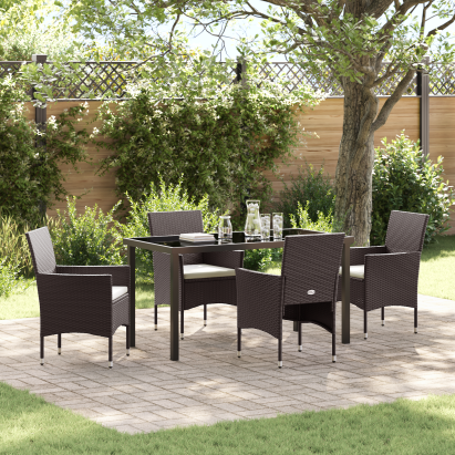 Set de Dining de Grădină 5 Piese Maro Ratan Polimeric GartenMobel Dekor