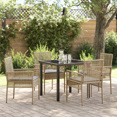 Set de Dining pentru Grădină cu Perne Bej Rattan Poli GartenMobel Dekor