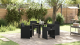 Set de dining de 5 piese cu perne negru ratan polimer GartenMobel Dekor