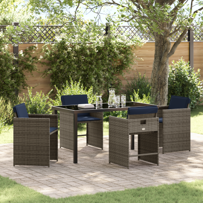 Set de dining de grădină cu perne din ratan gri GartenMobel Dekor