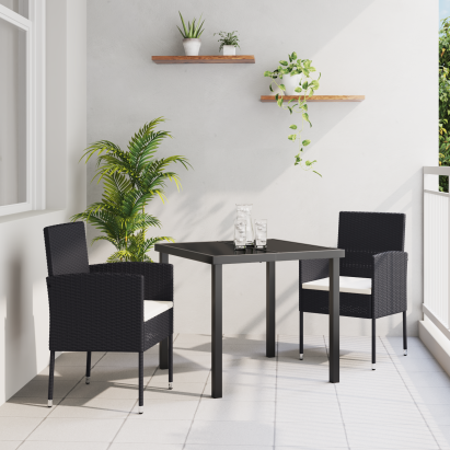 Set de dining pentru grădină cu perne - rattan polimeric negru GartenMobel Dekor