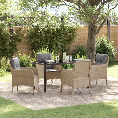 Set de Dining de Grădină cu 5 Piese și Pernițe Bej Ratan Polietilenic GartenMobel Dekor