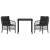 Set de Dining pentru Grădină cu 3 Piese și Perne Negru Poliratan GartenMobel Dekor