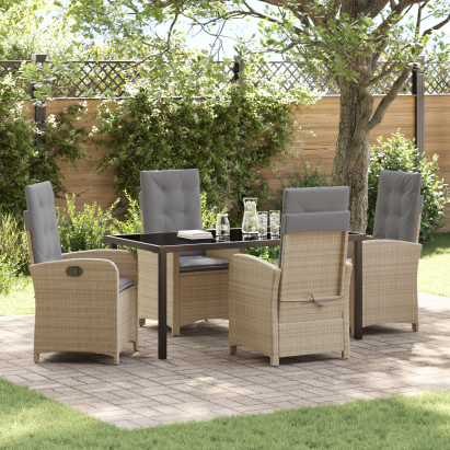 Set de dining de grădină cu perne în bej din ratan polimeric GartenMobel Dekor