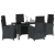 Set de dining pentru grădină  5 piese cu perne Ratan Polimeric Negru, Masa de grădină  Negru 160x80x73 cm Sticlă Temperată GartenMobel Dekor