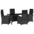 Set de dining pentru grădină  5 piese cu perne Ratan Polimeric Negru, Masa de grădină  Negru 160x80x73 cm Sticlă Temperată GartenMobel Dekor