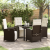 Set Masă 5 Piese Grădină cu Perne Ratan Maro, Masă Grădină  Neagră 80x80x73 cm din Sticlă Siguranță GartenMobel Dekor