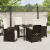 Set Masă 5 Piese Grădină cu Perne Ratan Maro, Masă Grădină  Neagră 80x80x73 cm din Sticlă Siguranță GartenMobel Dekor