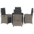 Set mese grădină  5 piese cu perne gri din ratan poliester, Masă grădină  neagră 80x80x73 cm din sticlă securizată. GartenMobel Dekor