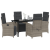 Set de dining pentru grădină cu 5 piese și perne din ratan sintetic gri, Masa de grădină  Black 140x80x73 cm din sticlă pentru fumat GartenMobel Dekor