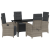Set de dining pentru grădină cu 5 piese și perne din ratan sintetic gri, Masa de grădină  Black 140x80x73 cm din sticlă pentru fumat GartenMobel Dekor
