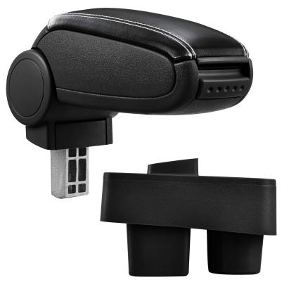 [pro.tec] Marca specifica pentru cotiera auto Škoda Roomster / Škoda Fabia II - cotiera auto - cu compartiment pentru depozitare - imitatie piele - negru, cu cusatura alba HausGarden Leisure