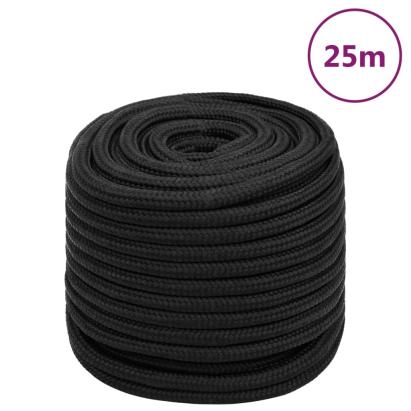 Frânghie de barcă, negru complet, 18 mm, 25 m, polipropilenă GartenMobel Dekor