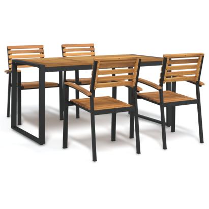 Set mobilier de grădină, 5 piese, lemn masiv de acacia și metal GartenMobel Dekor