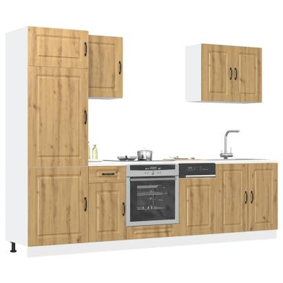 Set dulap de bucătărie 7 piese „Kalmar” stejar artizanal lemn GartenMobel Dekor