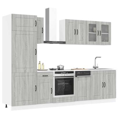 Set de dulapuri de bucătărie 8 piese „Kalmar” lemn Sonoma gri GartenMobel Dekor