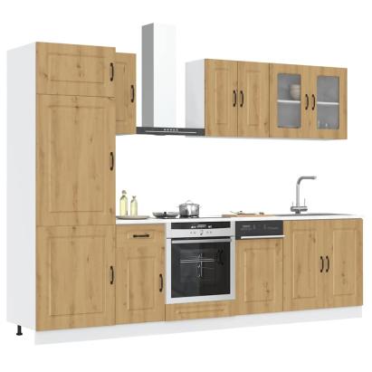 Set dulap de bucătărie 8 piese „Kalmar” stejar artizanal lemn GartenMobel Dekor