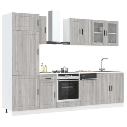 Set de dulapuri de bucătărie 8 piese „Kalmar” lemn Sonoma gri GartenMobel Dekor