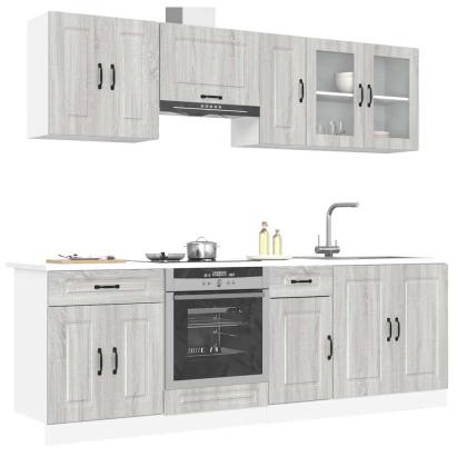 Set de dulapuri de bucătărie 8 piese „Kalmar” lemn Sonoma gri GartenMobel Dekor