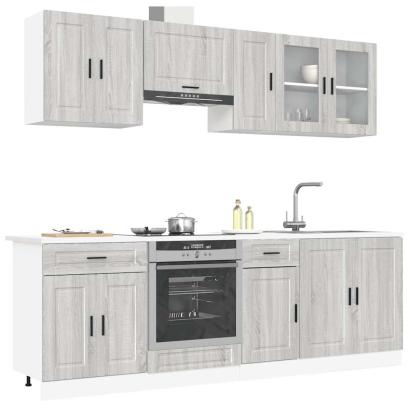 Set de dulapuri de bucătărie 8 piese „Kalmar” lemn Sonoma gri GartenMobel Dekor