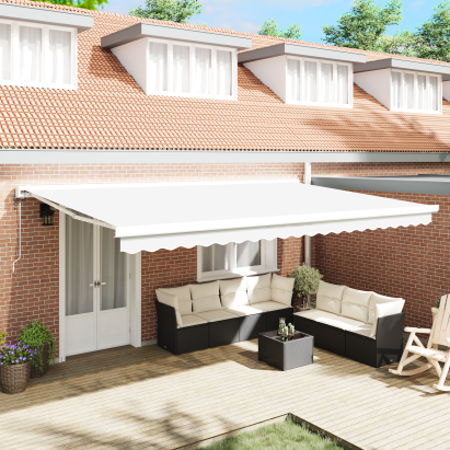 Markiză retractabilă automată albă 500x300 cm GartenMobel Dekor