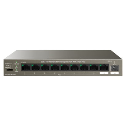 Switch 8 porturi Gigabit PoE, 1 x RJ45 Gigabit Uplink, 1 x SFP Gigabit Uplink - IP-COM G1110PF-8-102W SafetyGuard Surveillance