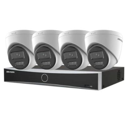 Kit supraveghere IP 4K Hikvision 4 camere 8MP IR 30m lumina alba 30m microfon Smart Hybrid Light, NVR 4 canale PoE 12MP AcuSense SafetyGuard Surveillance