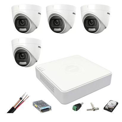 Sistem de supraveghere Hikvision 4 camere interior 5MP ColorVU, lumina alba 20m, DVR 4 canale TurboHD 8 MP, accesorii, hard disk SafetyGuard Surveillance