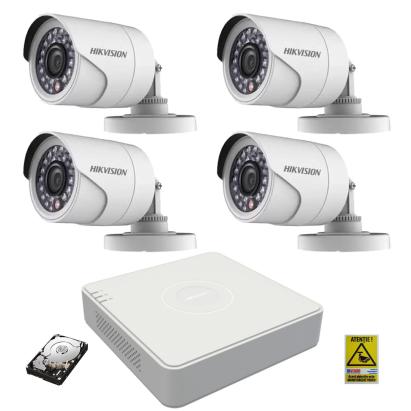 Kit pentru supraveghere, echipament Hikvision Full HD 1080P cu 4 camere de supraveghere cu IR 20 m si HDD 1 Tb Western Digital WD10PURX inclus! SafetyGuard Surveillance
