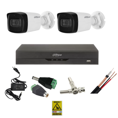Sistem supraveghere profesional 2 camere 8MP 4K ultra hd, IR80m, microfon incorporat SafetyGuard Surveillance