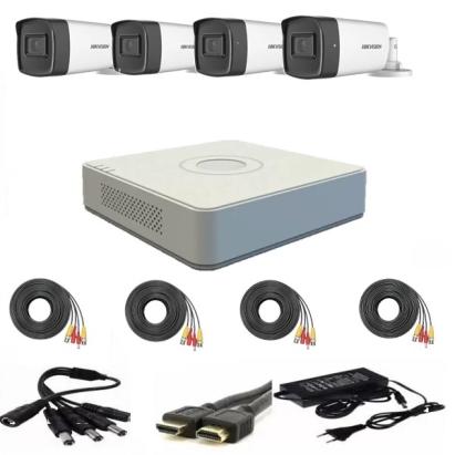 Sistem supraveghere video Hikvision 4 camere 2MP FULL HD 1080p IR 40m DVR 4 canale 2MP + accesorii instalare SafetyGuard Surveillance