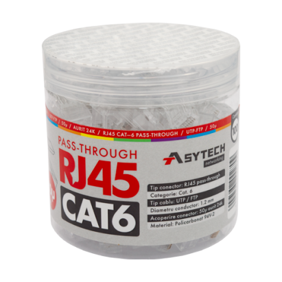 Mufa RJ-45 UTP Cat.6 EZ Passthrough, 50u (100 buc) RJ45-CAT6-EZ-50U-JAR SafetyGuard Surveillance