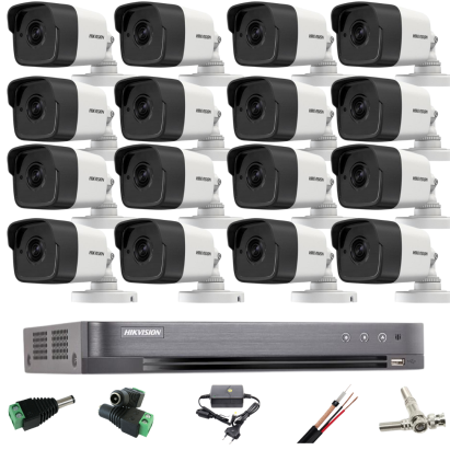 Sistem supraveghere profesional Hikvision 16 camere 5MP Turbo HD IR 20m SafetyGuard Surveillance