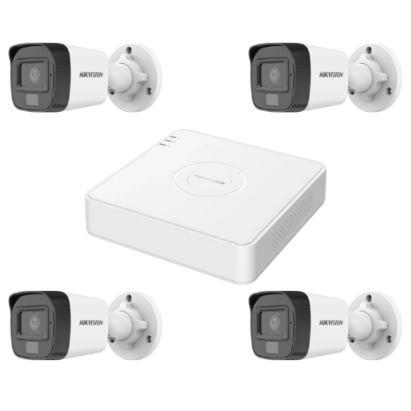 Sistem de supraveghere basic 4 camere supraveghere exterior 2MP Microfon Hikvision Turbo HD SafetyGuard Surveillance