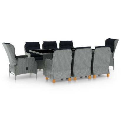 Set mobilier de exterior cu perne,9 piese,gri deschis,poliratan GartenMobel Dekor