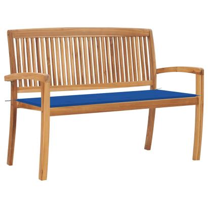 Bancă de grădină stivuibilă cu pernă, 128,5 cm, lemn masiv tec GartenMobel Dekor