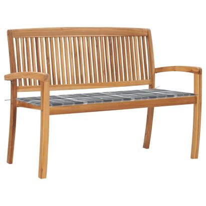 Bancă de grădină stivuibilă cu pernă, 128,5 cm, lemn masiv tec GartenMobel Dekor
