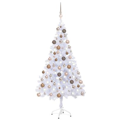 Brad de Crăciun pre-iluminat cu globuri, 150 cm, 380 de ramuri GartenMobel Dekor
