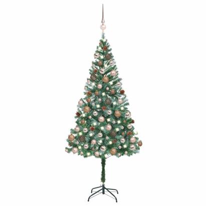 Brad Crăciun artificial pre-iluminat globuri/conuri pin 180 cm GartenMobel Dekor