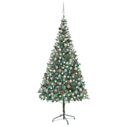 Brad Crăciun artificial pre-iluminat globuri/conuri pin 210 cm GartenMobel Dekor