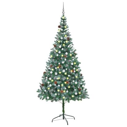 Brad Crăciun artificial pre-iluminat globuri/conuri pin 210 cm GartenMobel Dekor