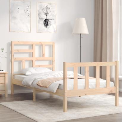 Cadru de pat cu tăblie single, lemn masiv GartenMobel Dekor