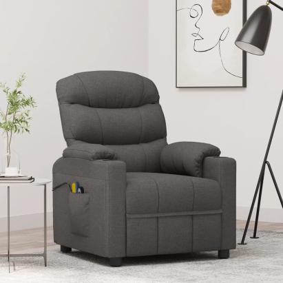 Fotoliu de masaj electric rabatabil, gri închis, textil GartenMobel Dekor