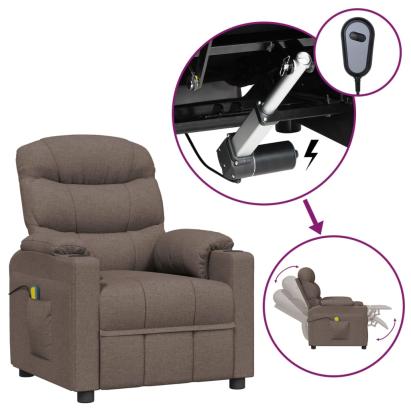 Fotoliu de masaj electric rabatabil, gri taupe, textil GartenMobel Dekor