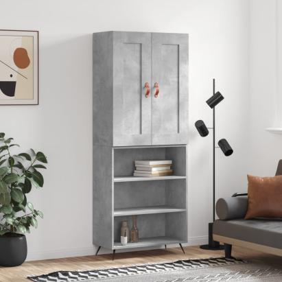 Dulap înalt, gri beton, 69,5x34x180, lemn compozit GartenMobel Dekor