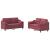 Set canapea cu perne, 2 piese, roșu vin, material textil GartenMobel Dekor